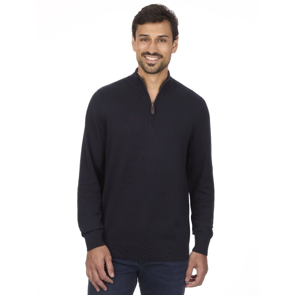 New Men's George Jersey 1/4 Zip Pullover Sweater Navy